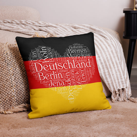 German Cities Heart Pillow